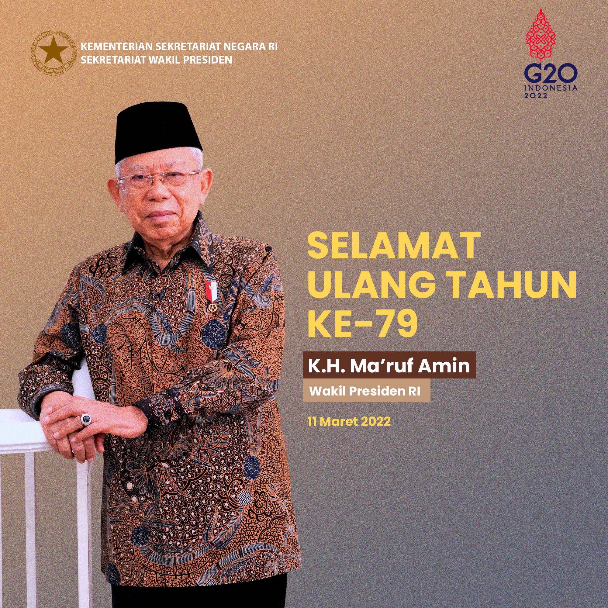 Wapres RI Ma’ruf Amin Ulang Tahun Ke-79, Banyak Pesan Diberikan